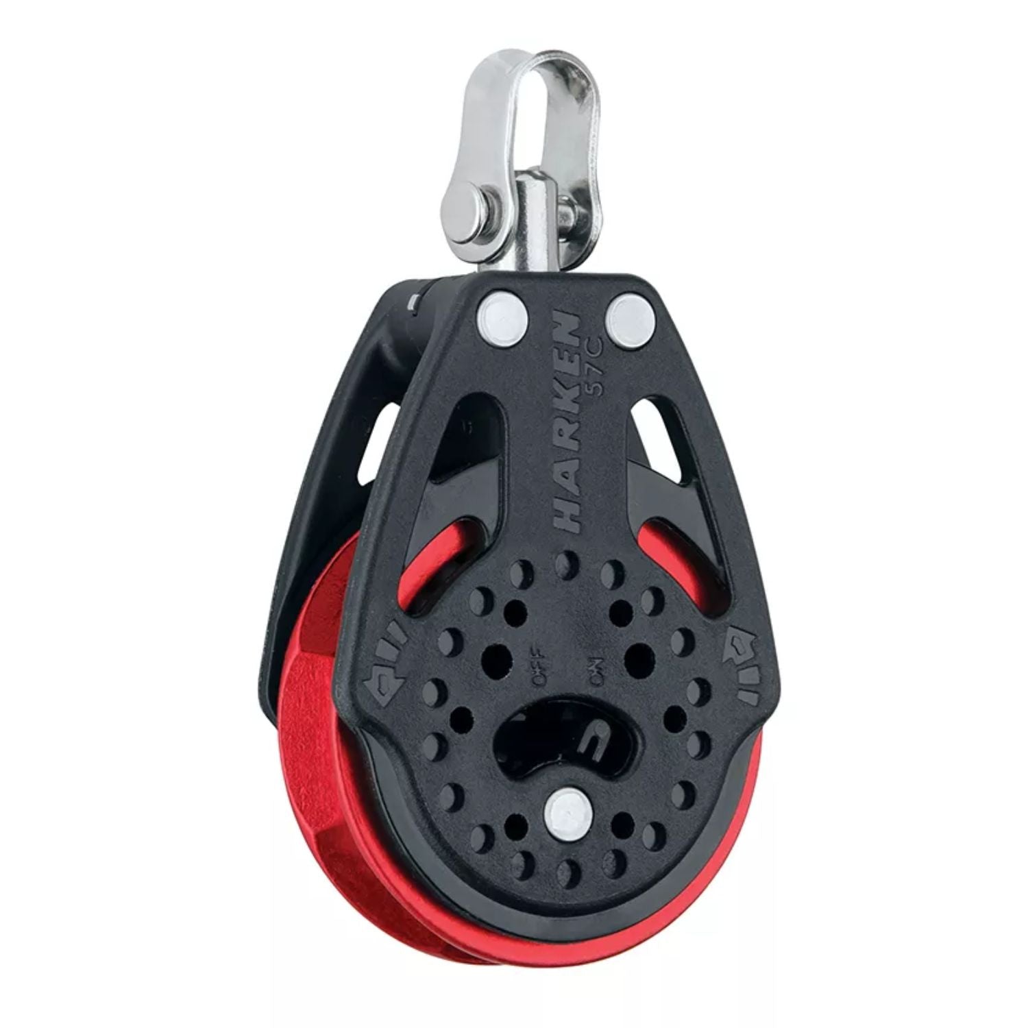 Harken 57mm Carbo Spärrblock Enkel Röd trissa