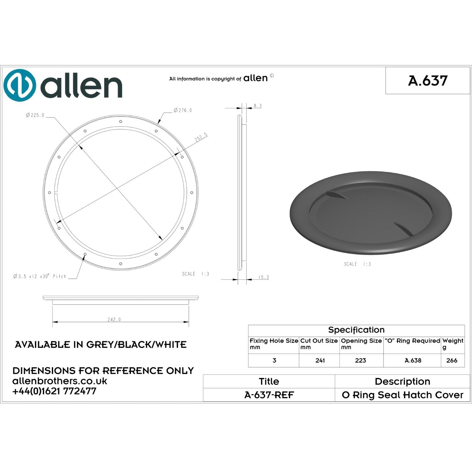 Allen Inspektionslucka 223 mm, Vit