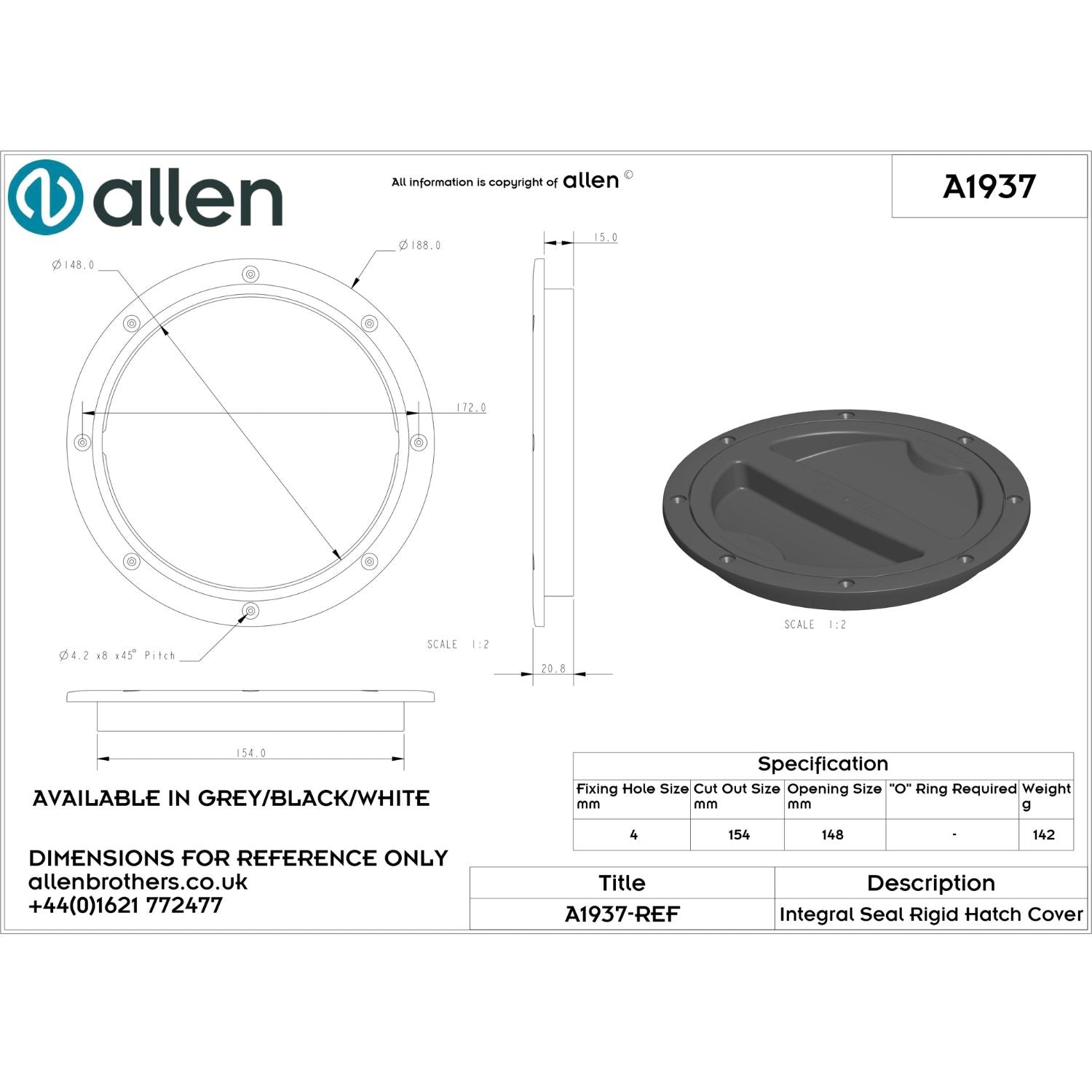 Allen Inspektionslucka Vit 150 mm