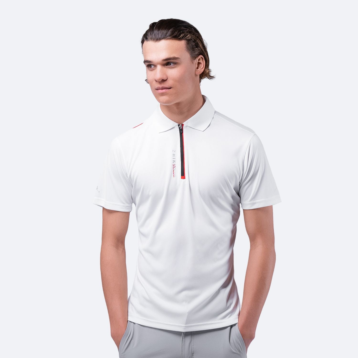 Zhik UV ACTIVE Piké med dragkedja, Vit