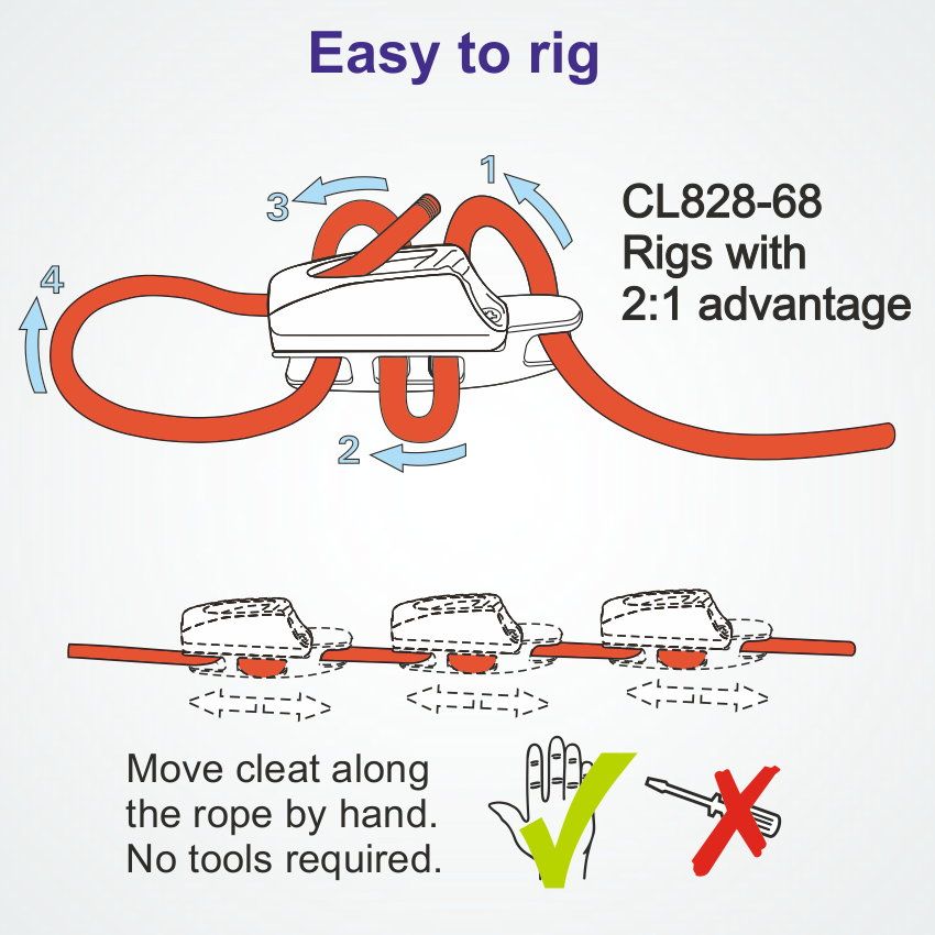 Clamcleat Racing med Aero bas, Anodiserad