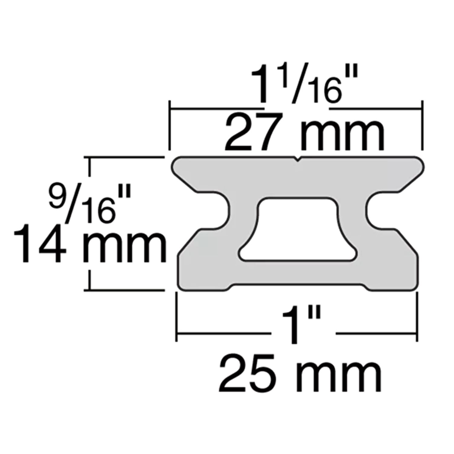 Harken 27mm Midrange Low-Beam CB Skena Pinstop, 1.5m