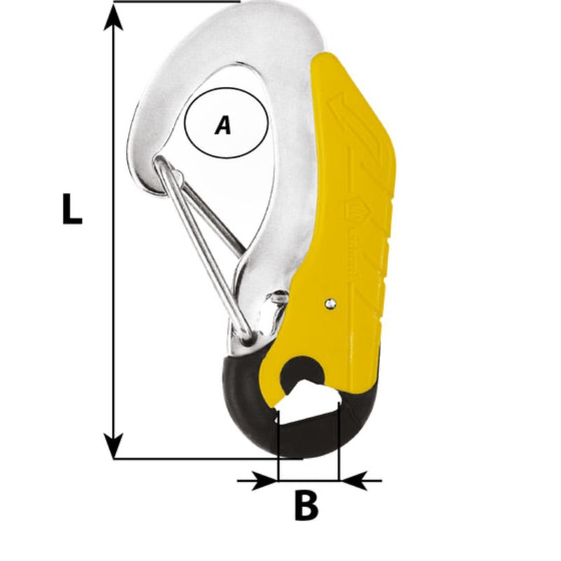 Wichard Säkerhetskrok för livlina 115mm, Gul