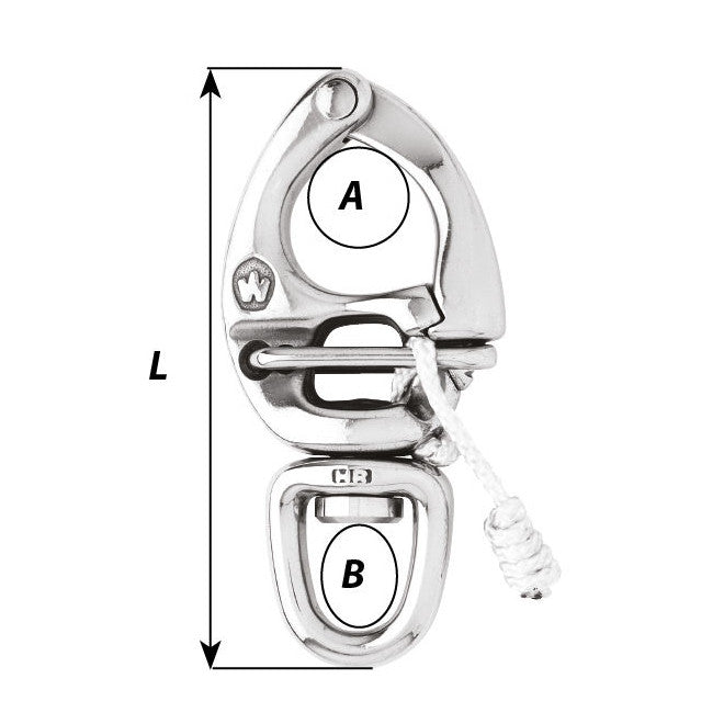 Wichard Quick Release Skothake High Load 70mm, Standard öga