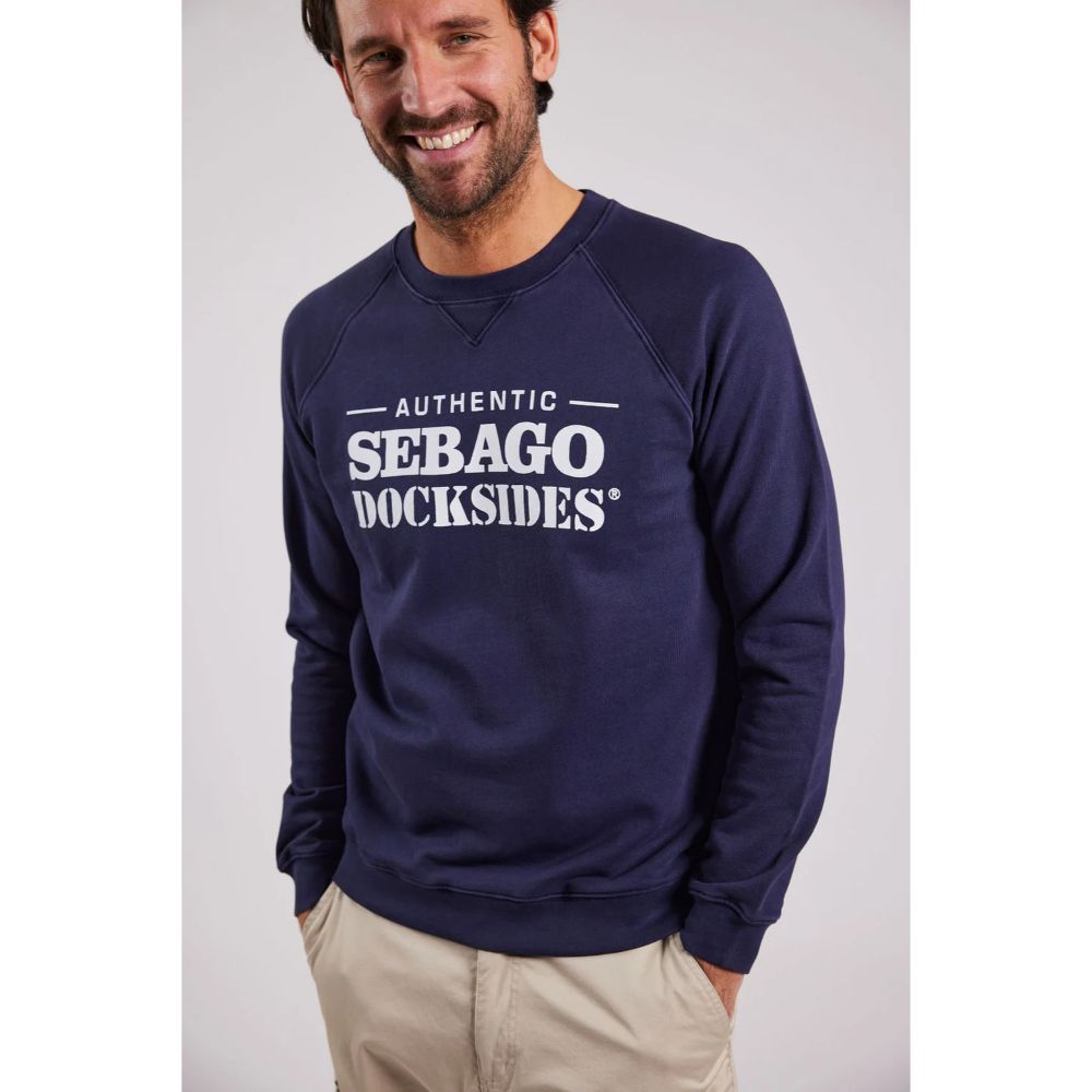 Sebago Outwashed Crew Collegetröja, Marinblå