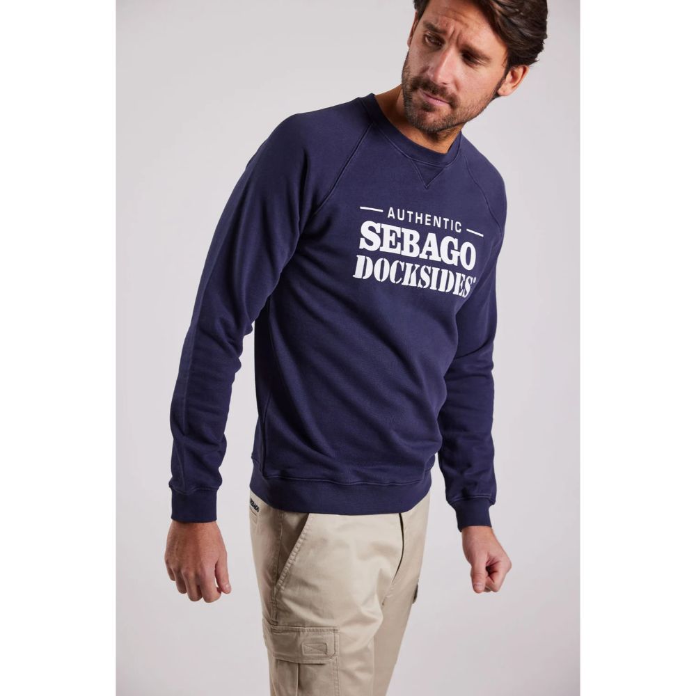 Sebago Outwashed Crew Collegetröja, Marinblå