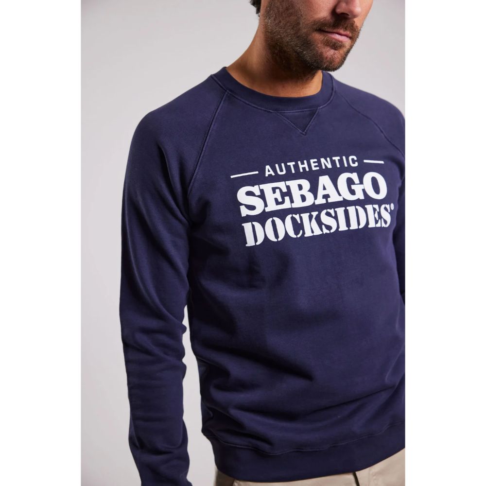 Sebago Outwashed Crew Collegetröja, Marinblå