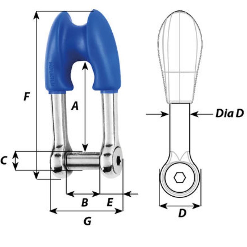 Wichard Fallschackel 10mm för Splitsad Ögla, Insex