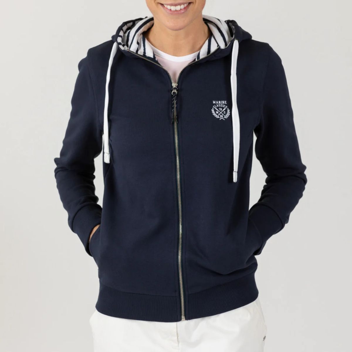 Sebago/Marine Classics Cabin Zip Hoodie Dam, Marinblå