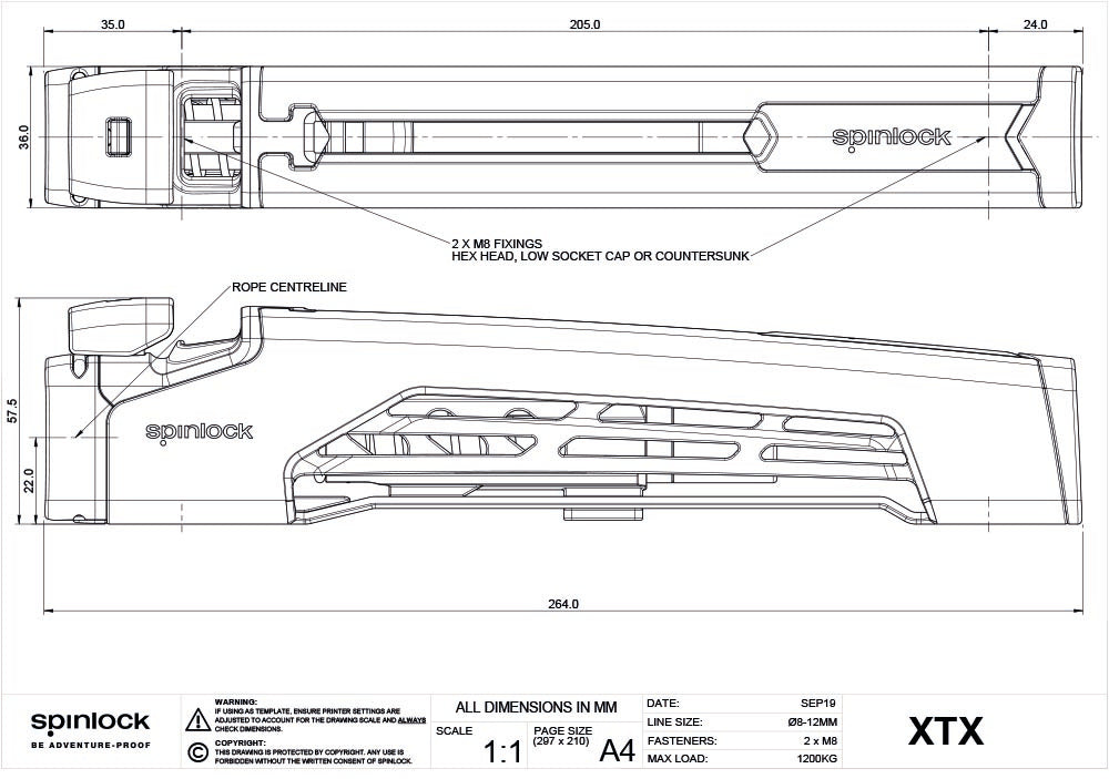Spinlock XTX Soft Grip Avlastare 10mm Enkel, Blå